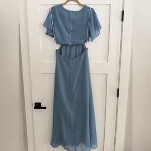 Lulu's Dusty Blue Cut Out Maxi Dress